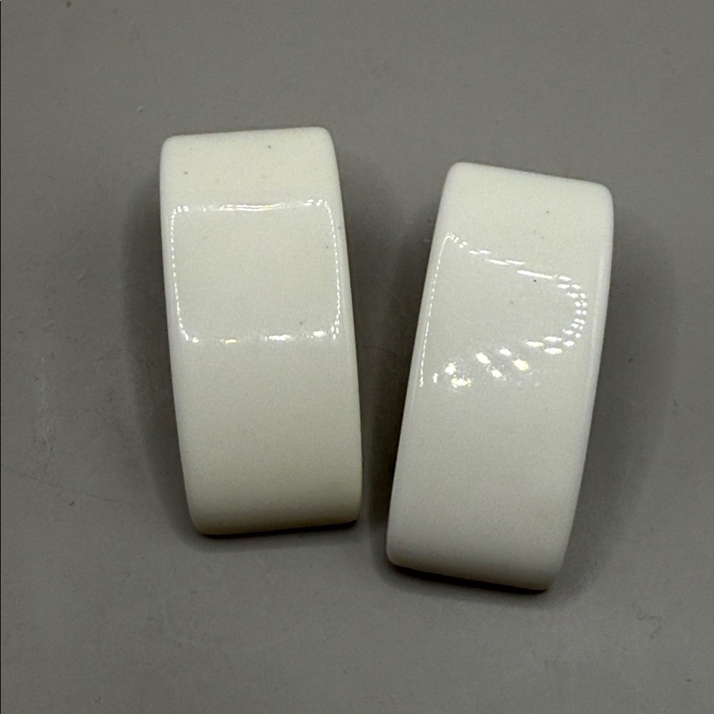 Vintage White Rectangle Dangle Drop Statement Ear… - image 3